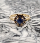 Benitoite Cab & Gem Ring, 18K Yellow Gold