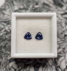 Pair of Faceted Benitoite Gemstones .74 ctw., Trillion Cut