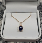 Benitoite Cabochon Necklace, 18K Yellow Gold