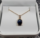 Benitoite Cabochon Necklace, 18K Yellow Gold