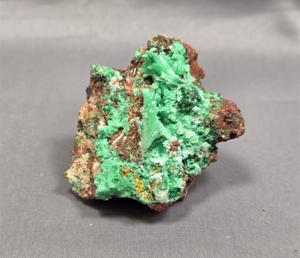 Malachite & Selenite on Copper, Bisbee, Cochise Co., Arizona