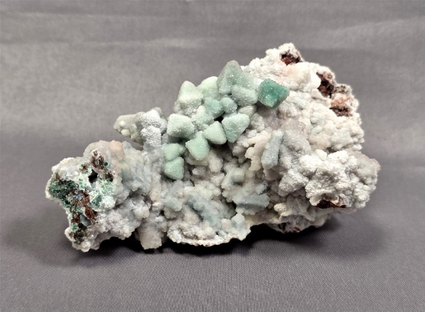 Druzy Quartz over Malachite over Wulfenite & Dioptase, M'fouati, Republic of the Congo